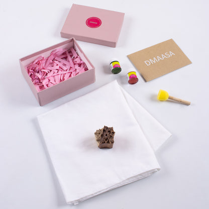 Floral Wooden Block Fabric Printing Kit