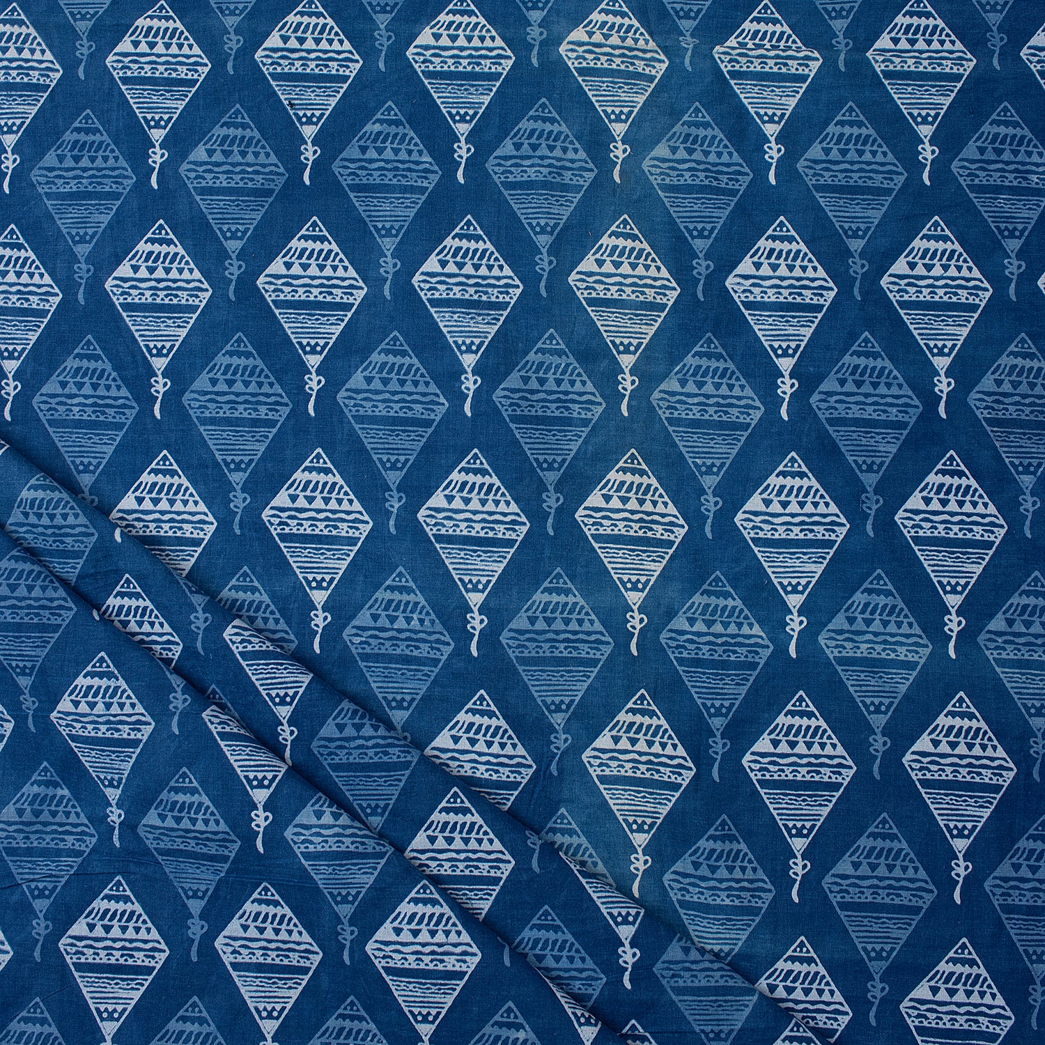 Flying Kites Printed Indigo Organic Cotton Fabric