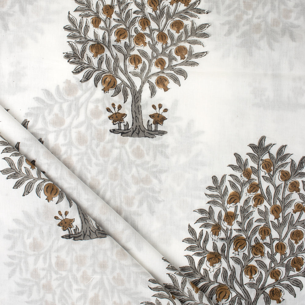 Furit Tree Cotton Hand Block Printed Fabric