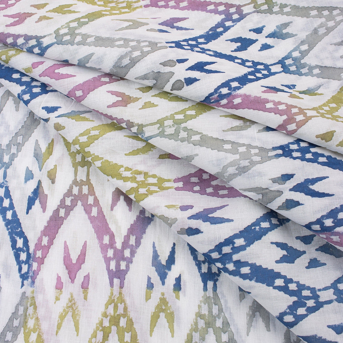Geomaterial Multicolor Hand Block Print Fabric