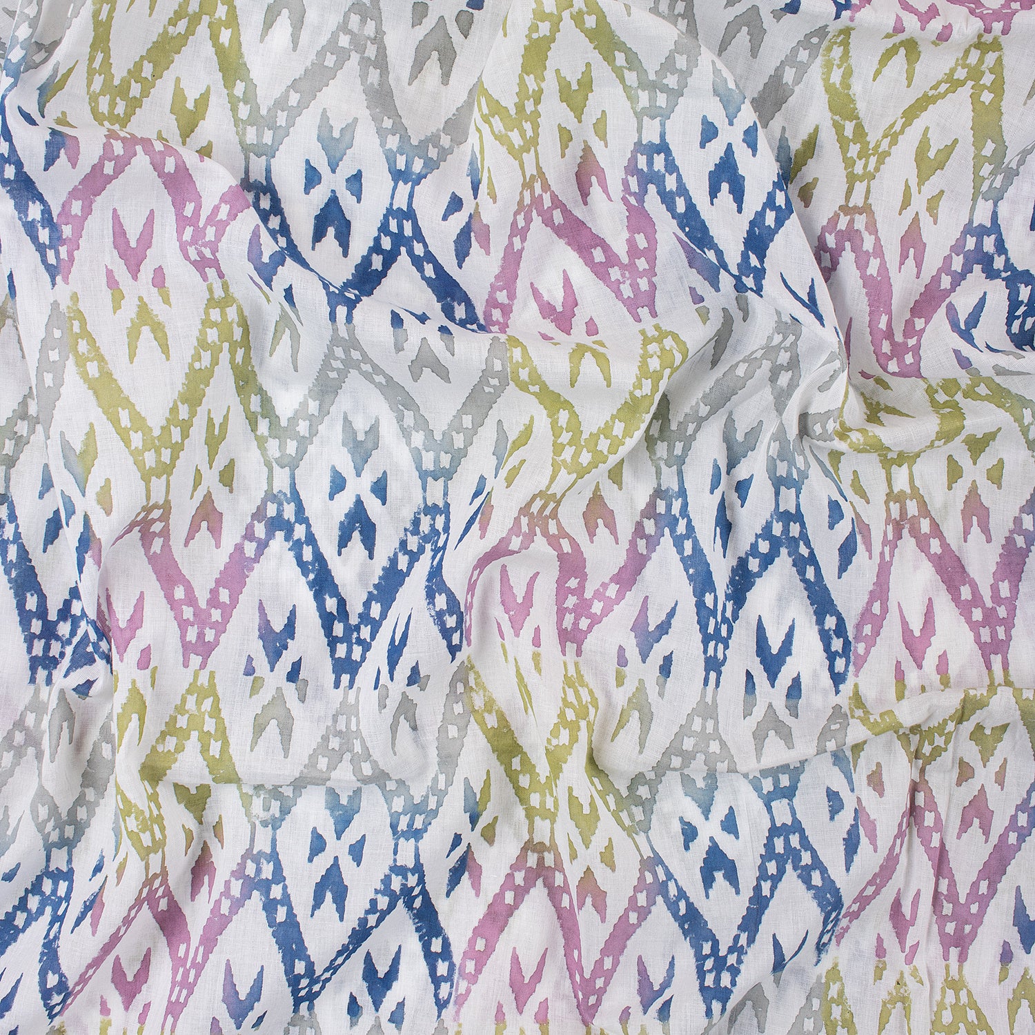 Geomaterial Multicolor Hand Block Print Fabric