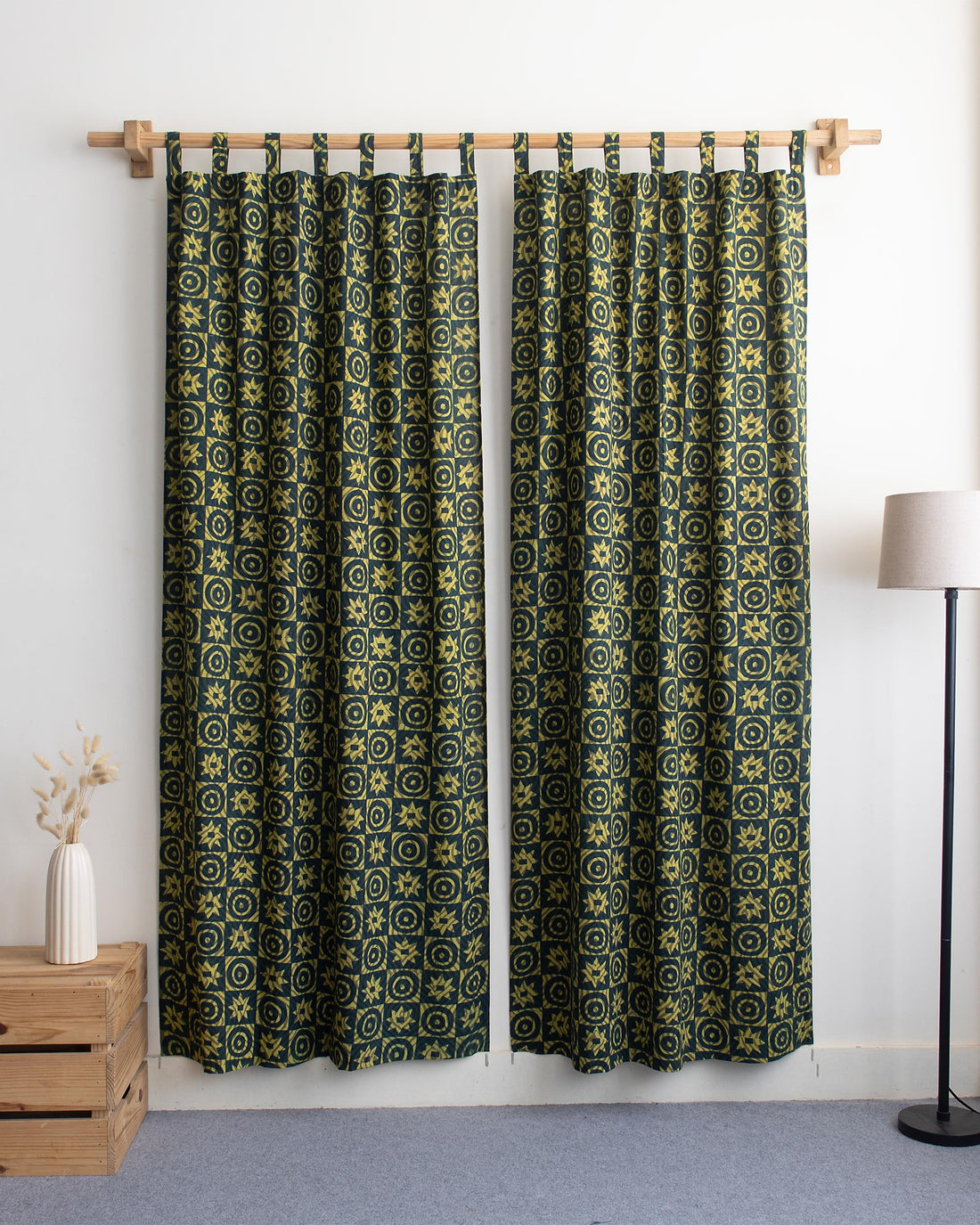Geometric Block Printed Cotton Curtains Online