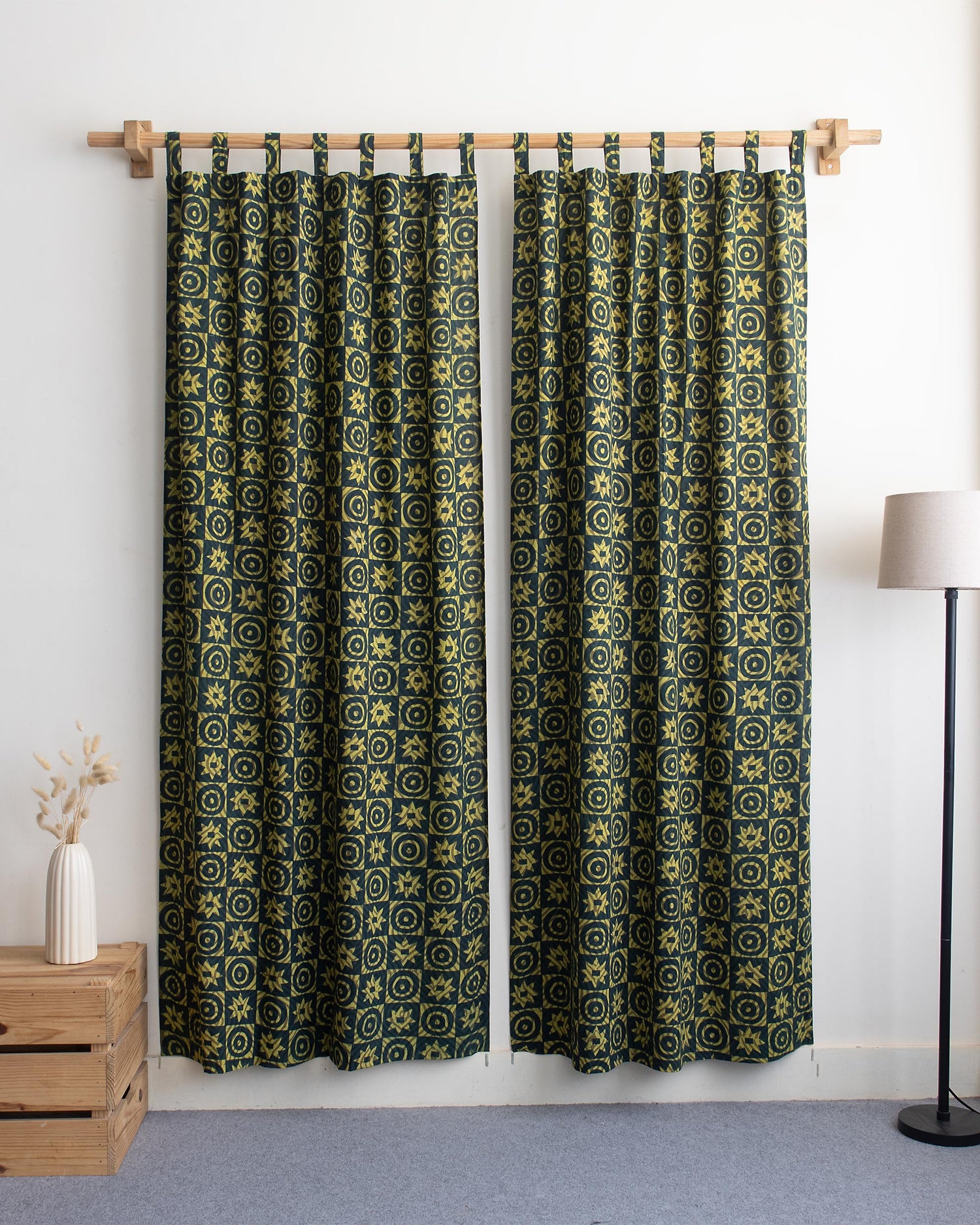Geometric Block Printed Cotton Curtains Online