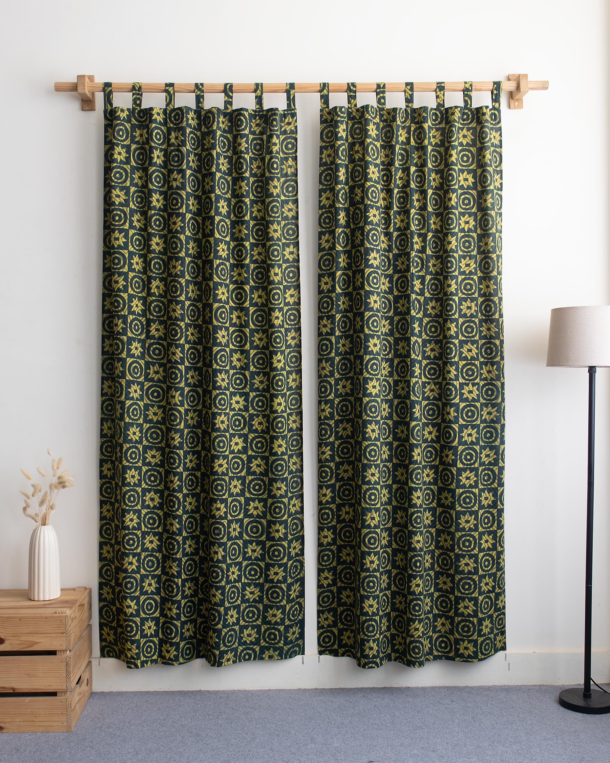 Geometric Block Printed Cotton Curtains Online