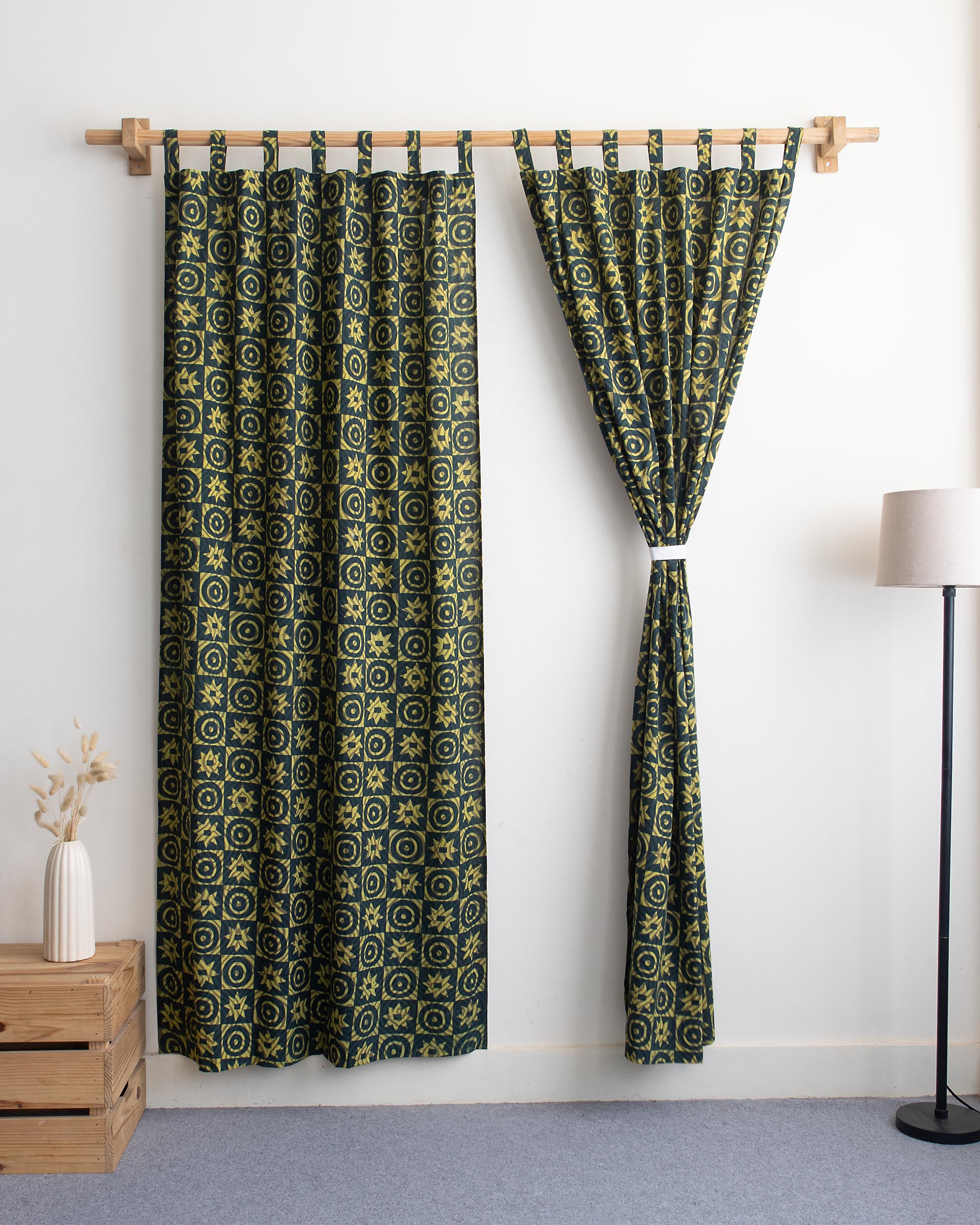 Geometric Block Printed Cotton Curtains Online