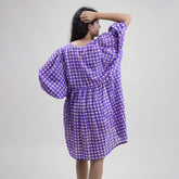 Geometrical Block Print Cotton Midi Dress For Women