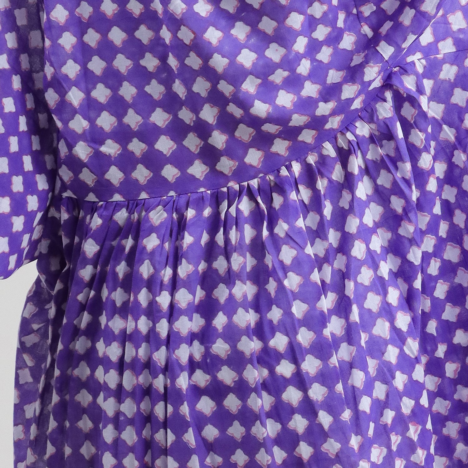 Geometrical Block Print Cotton Midi Dress For Women