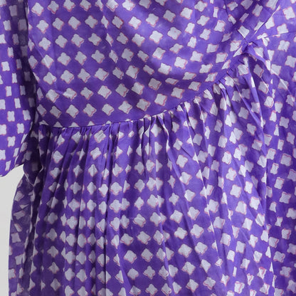 Geometrical Block Print Cotton Midi Dress For Women