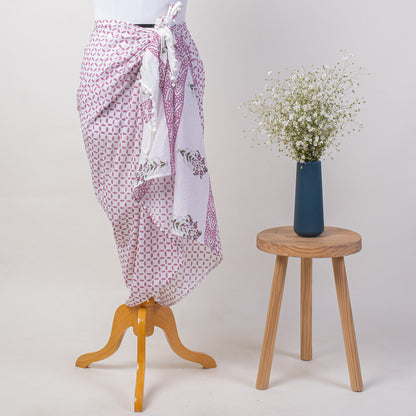 Geometrical Block Printed Cotton Sarong For Women