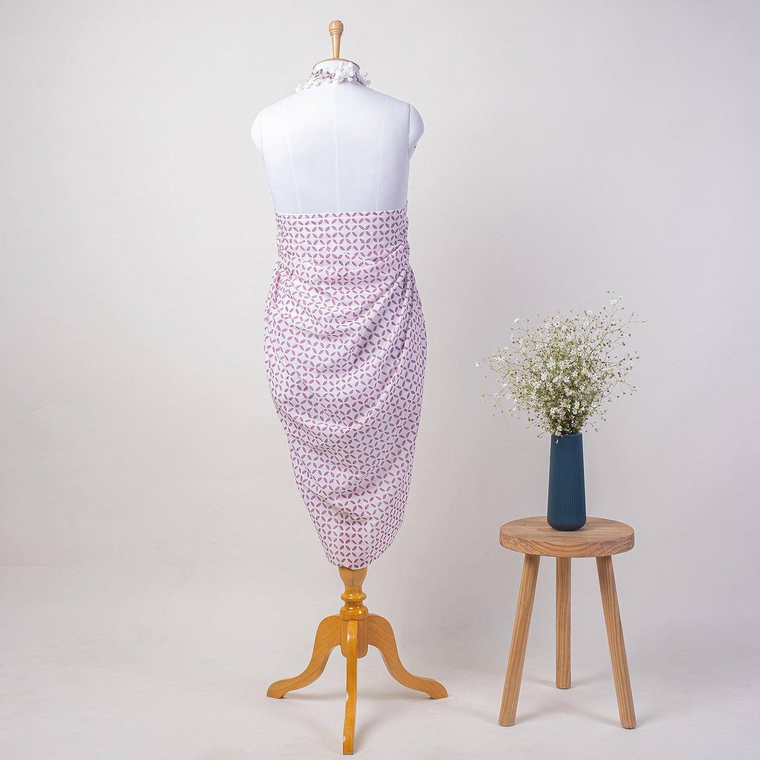 Geometrical Block Printed Cotton Sarong For Women