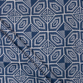 Geometrical Block Printed Indigo Blue Organic Natural Cotton Fabric