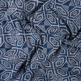 Geometrical Block Printed Indigo Blue Organic Natural Cotton Fabric