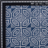 Geometrical Block Printed Indigo Blue Organic Natural Cotton Fabric