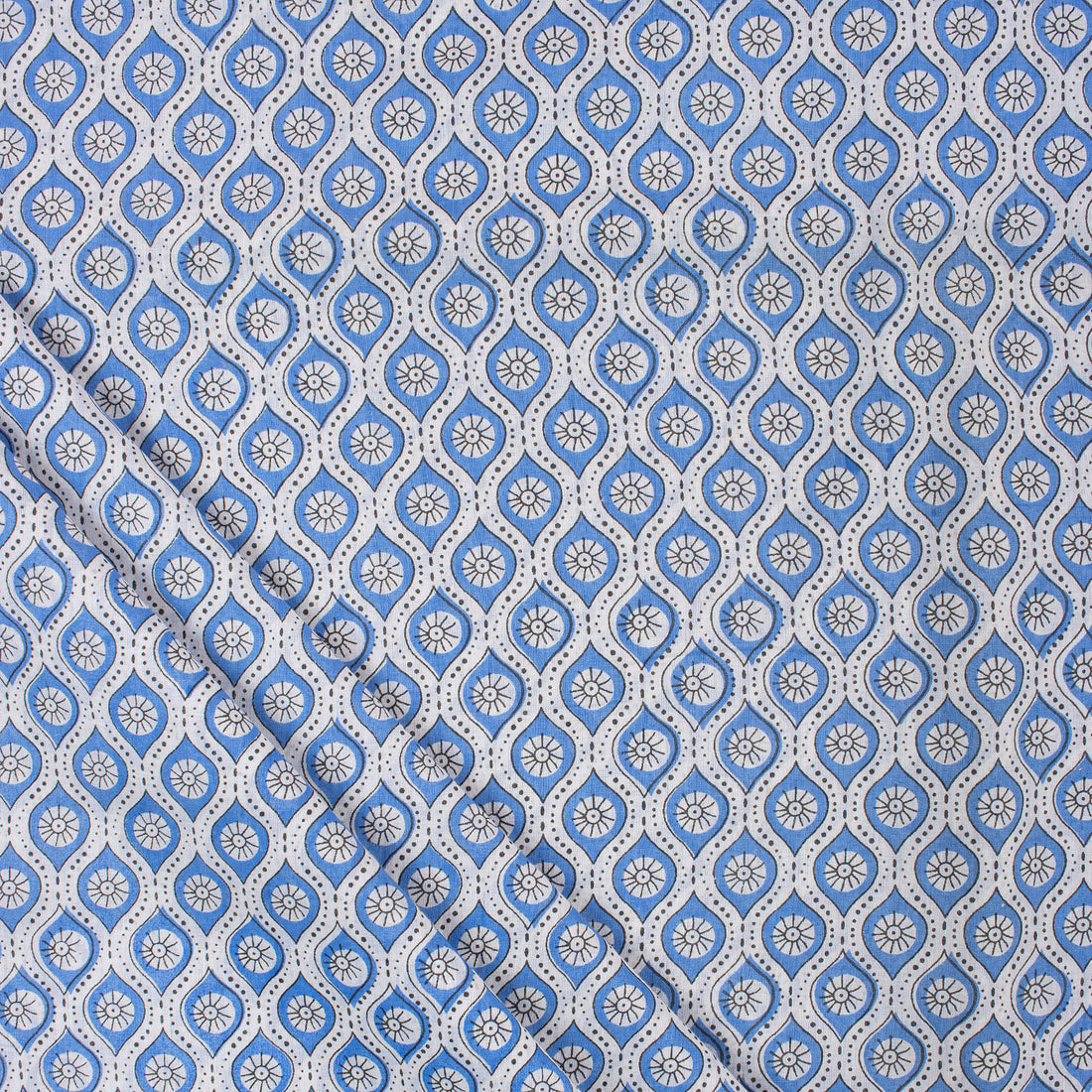 Geometrical Blue Booti Indian Cotton Cloth Fabric