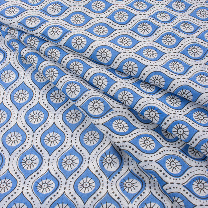 Geometrical Blue Booti Indian Cotton Cloth Fabric