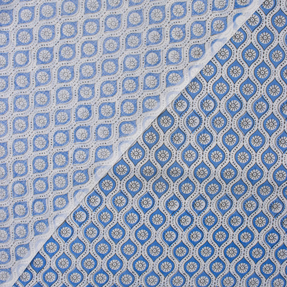 Geometrical Blue Booti Indian Cotton Cloth Fabric