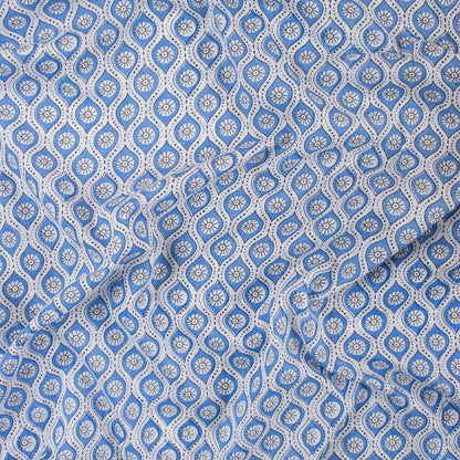Geometrical Blue Booti Indian Cotton Cloth Fabric