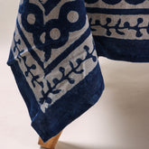 Geometrical Blue Hand Printed Cotton Dining Tablecloth