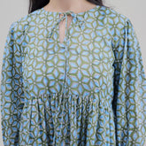 Geometrical Blue Printed Women&