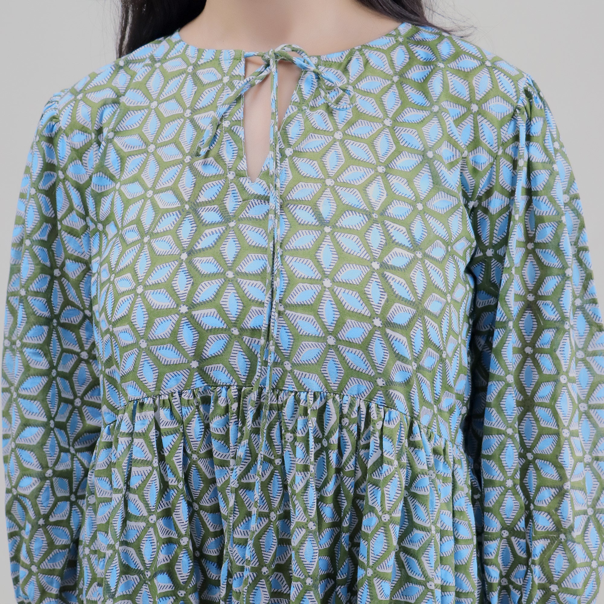 Geometrical Blue Printed Women&