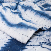 Geometrical Blue Tie Dyed Pure Cotton Kantha Quilts