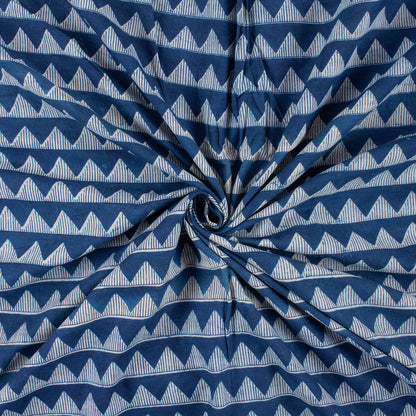 Geometrical Indigo Blue Print Organic Cotton Fabric