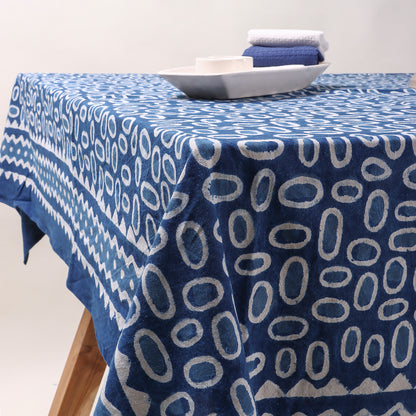 Geometrical Indigo Hand Block Printed Dining Table Cloth