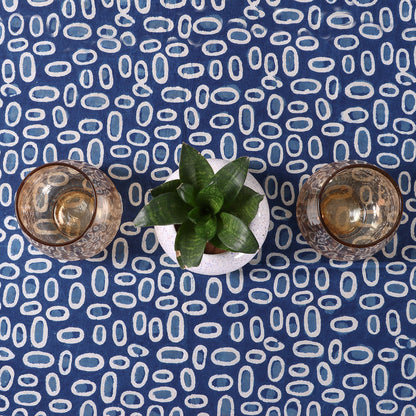 Geometrical Indigo Hand Block Printed Dining Table Cloth