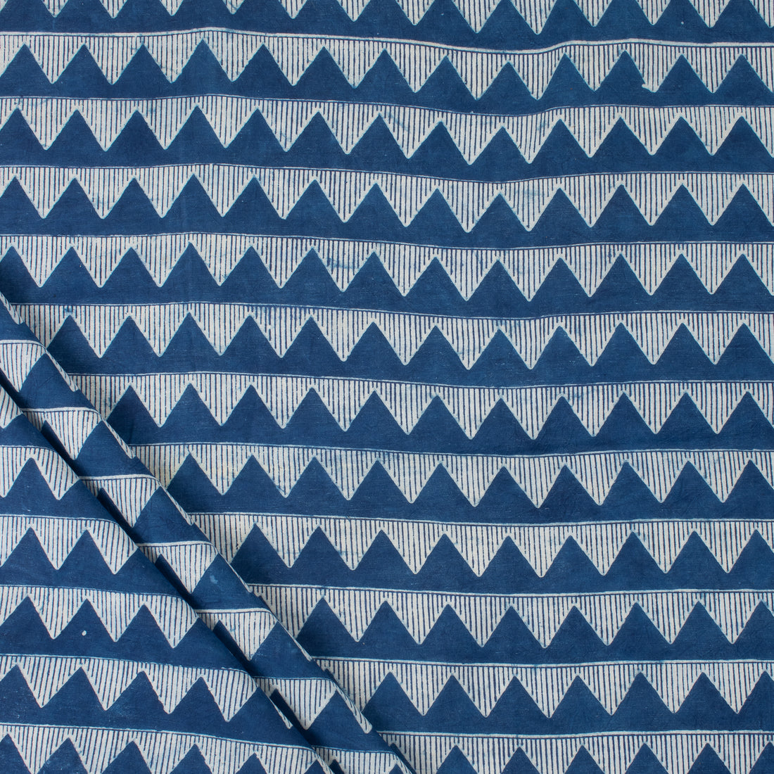 Geometrical Printed Indigo Cotton Material Fabric