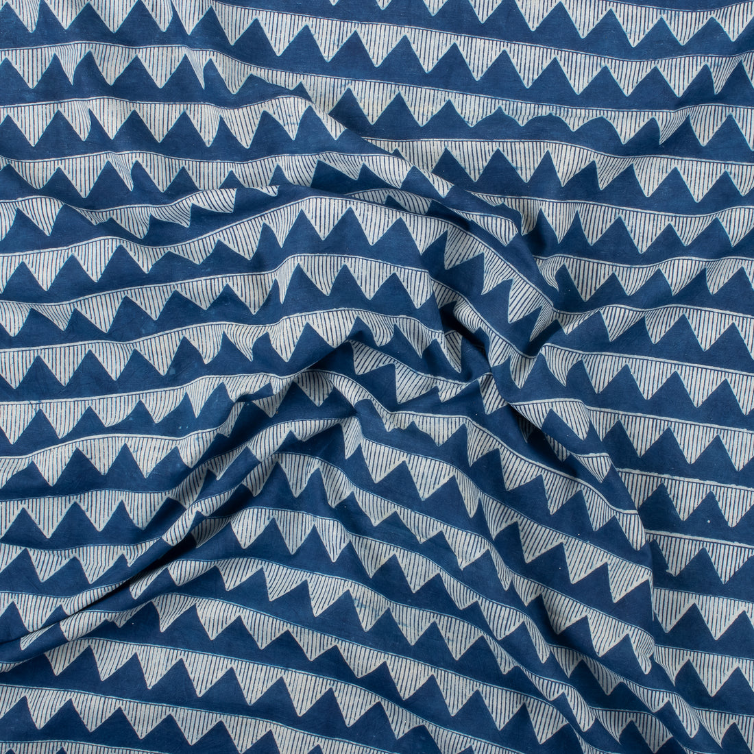 Geometrical Printed Indigo Cotton Material Fabric