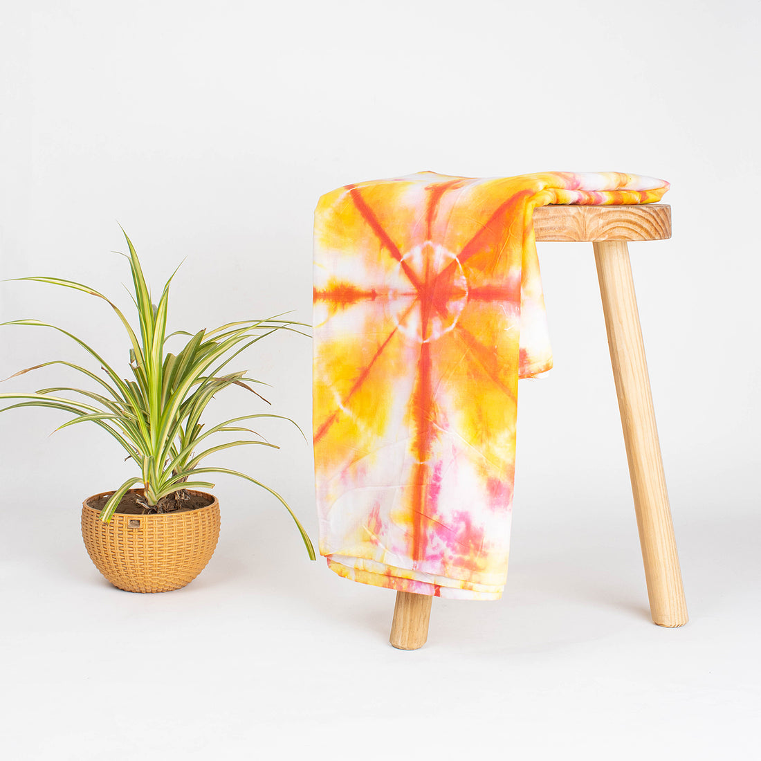 Geometrical Yellow Tie Dye Shibori Fabric