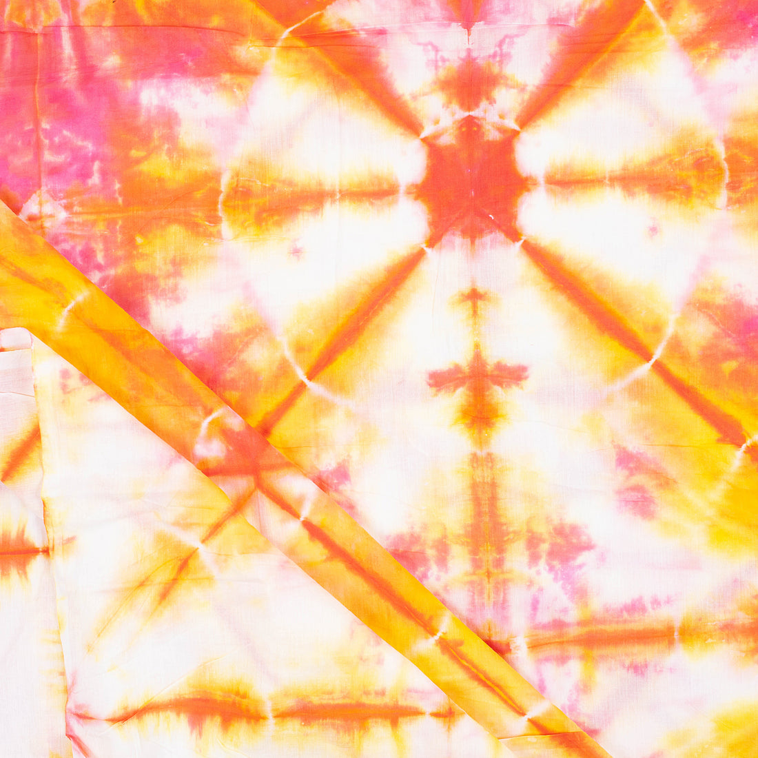 Geometrical Yellow Tie Dye Shibori Fabric