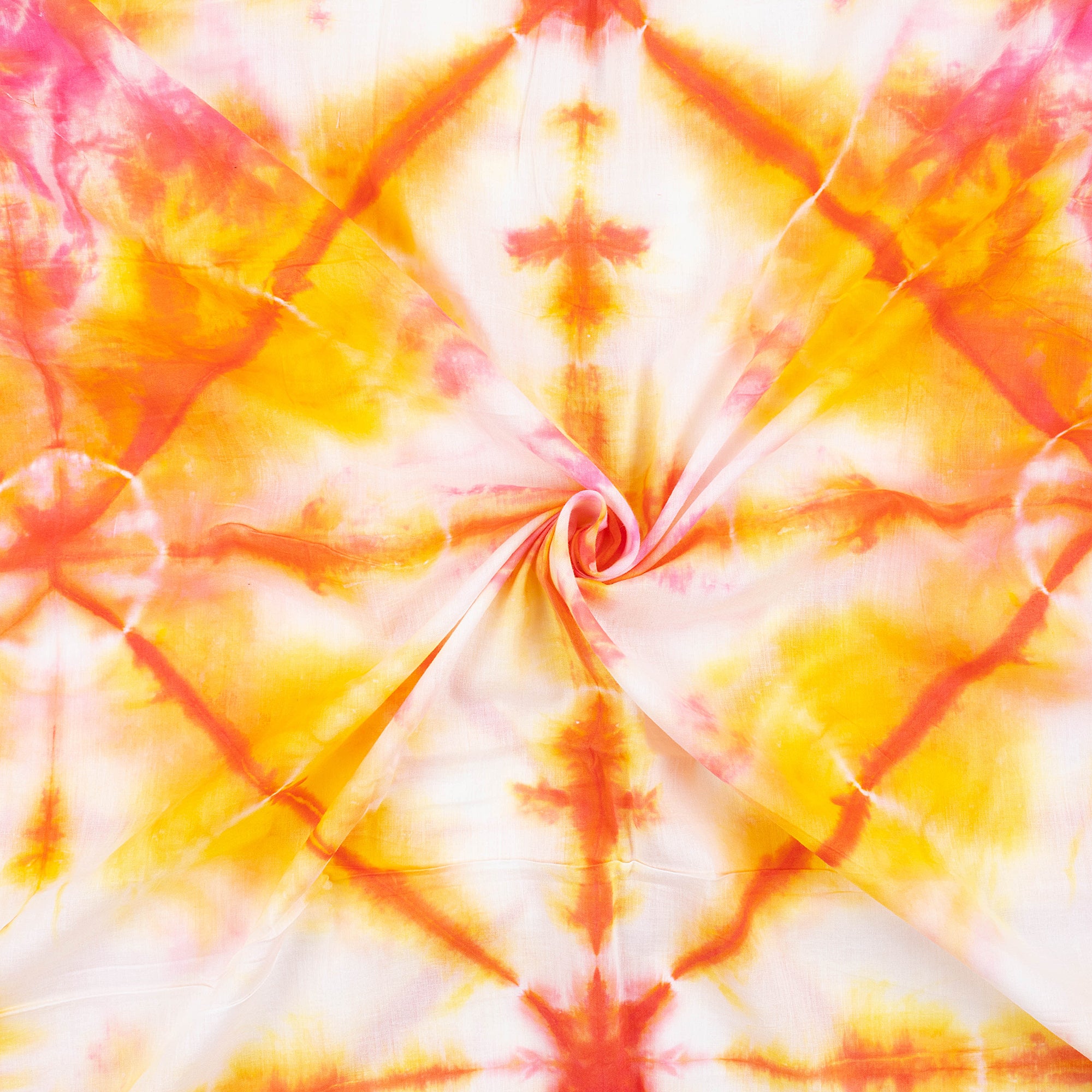 Geometrical Yellow Tie Dye Shibori Fabric