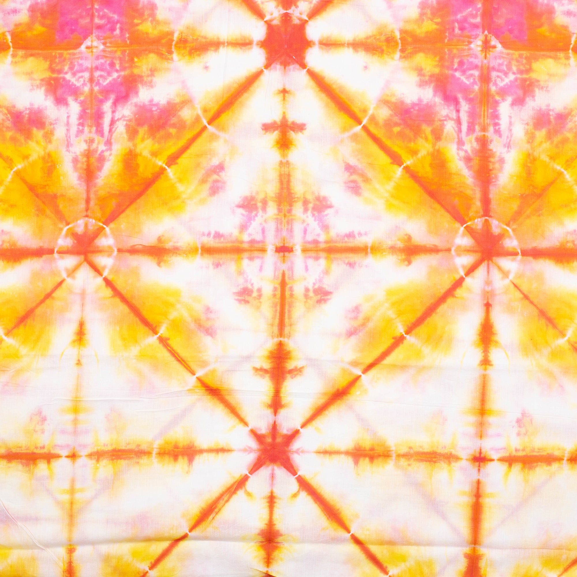 Geometrical Yellow Tie Dye Shibori Fabric