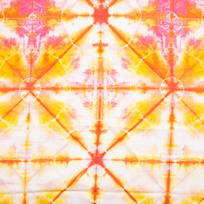 Geometrical Yellow Tie Dye Shibori Fabric