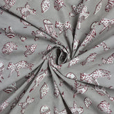 Gray Animal Kashish Hand Block Print Fabric
