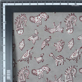 Gray Animal Kashish Hand Block Print Fabric