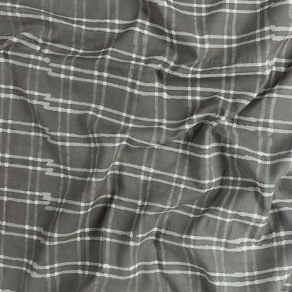 Gray Checks Kashish Cotton Hand Block Print Fabric
