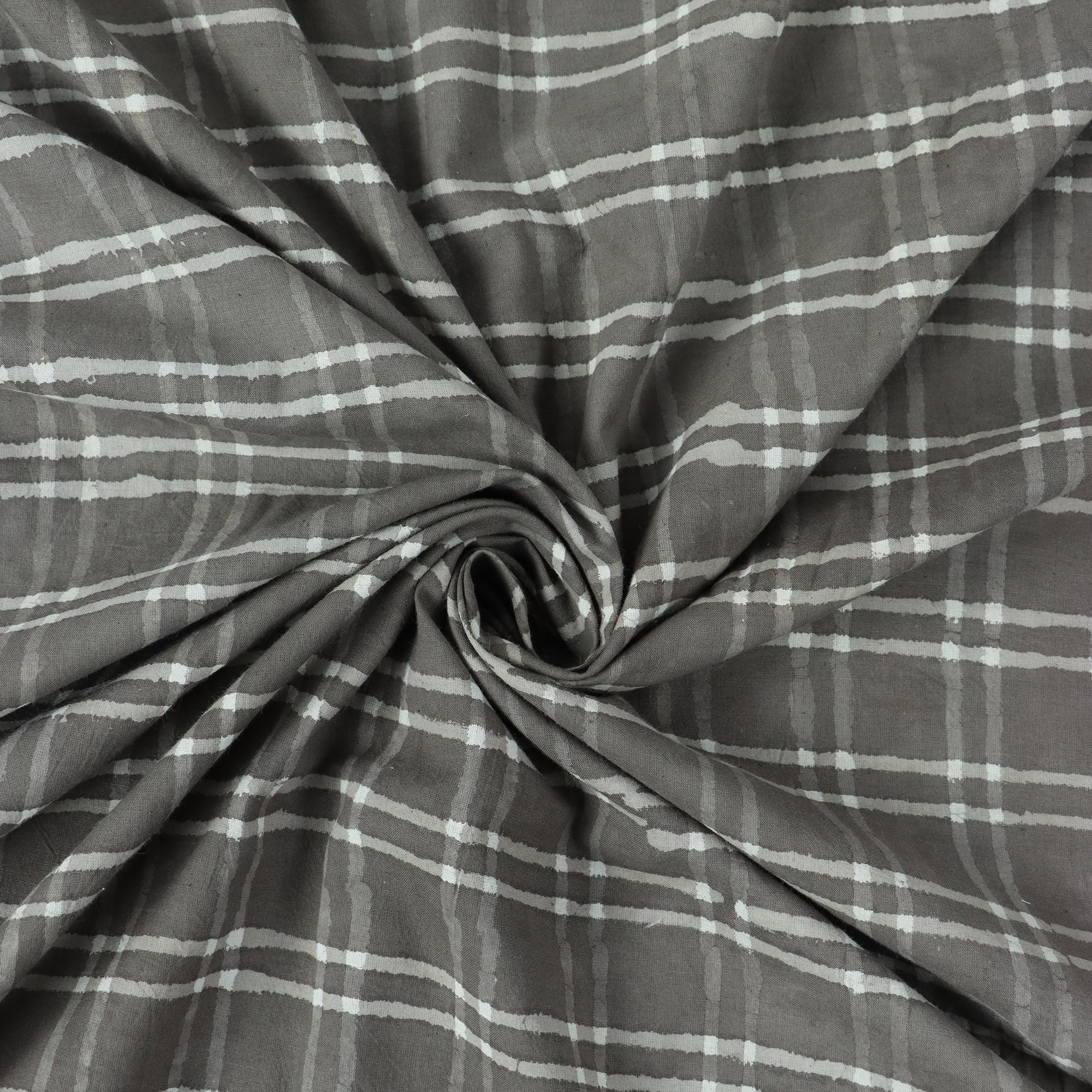 Gray Checks Kashish Cotton Hand Block Print Fabric