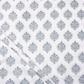 Gray Floral Boota 100% Cotton Hand Block Print Fabric