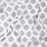 Gray Floral Boota 100% Cotton Hand Block Print Fabric
