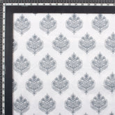 Gray Floral Boota 100% Cotton Hand Block Print Fabric