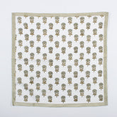 Gray Floral Hand Block Printed Cotton Bandanas For Ladies