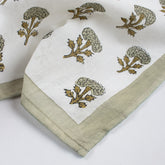 Gray Floral Hand Block Printed Cotton Bandanas For Ladies
