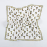 Gray Floral Hand Block Printed Cotton Bandanas For Ladies