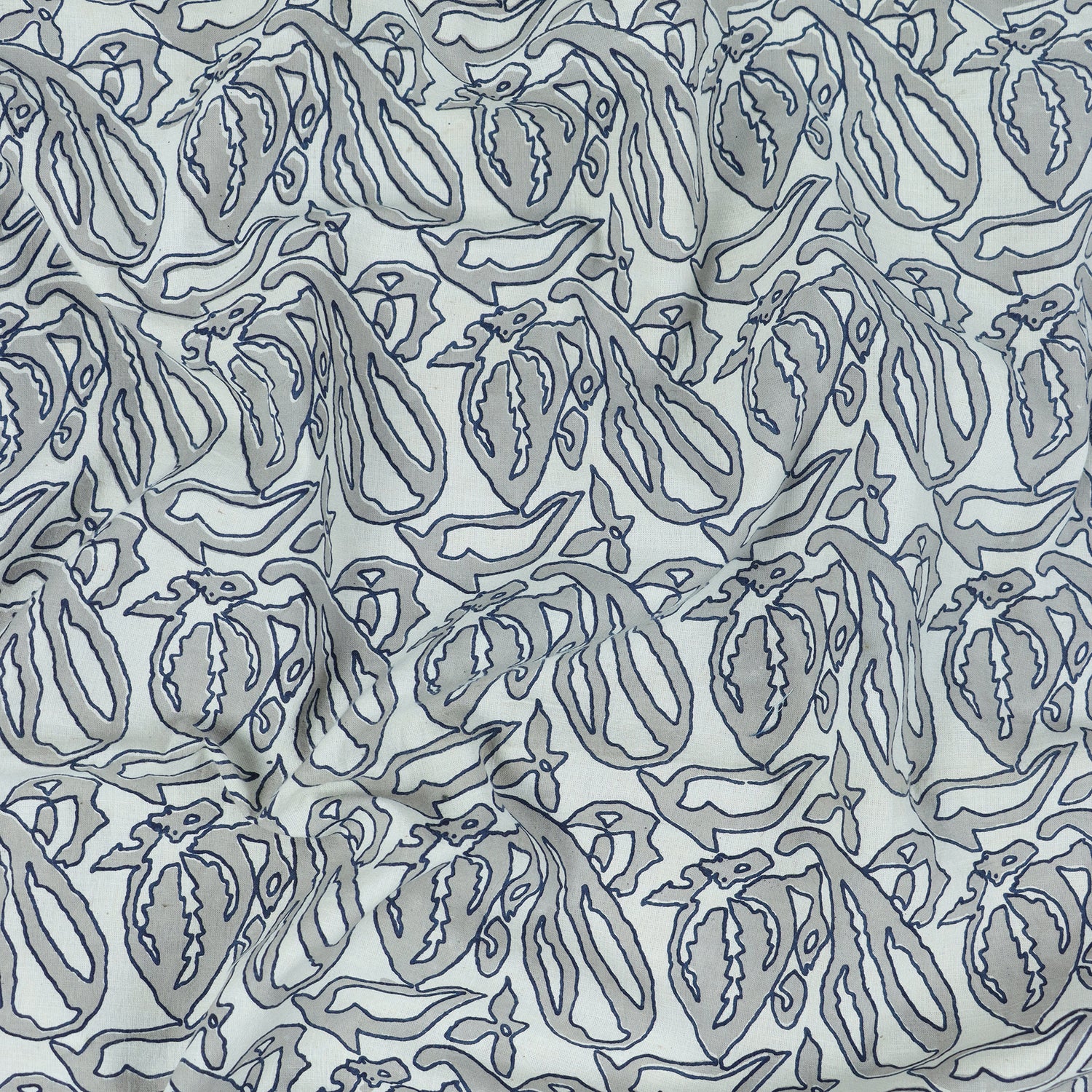 Gray Kashish Hand Block Print Fabric