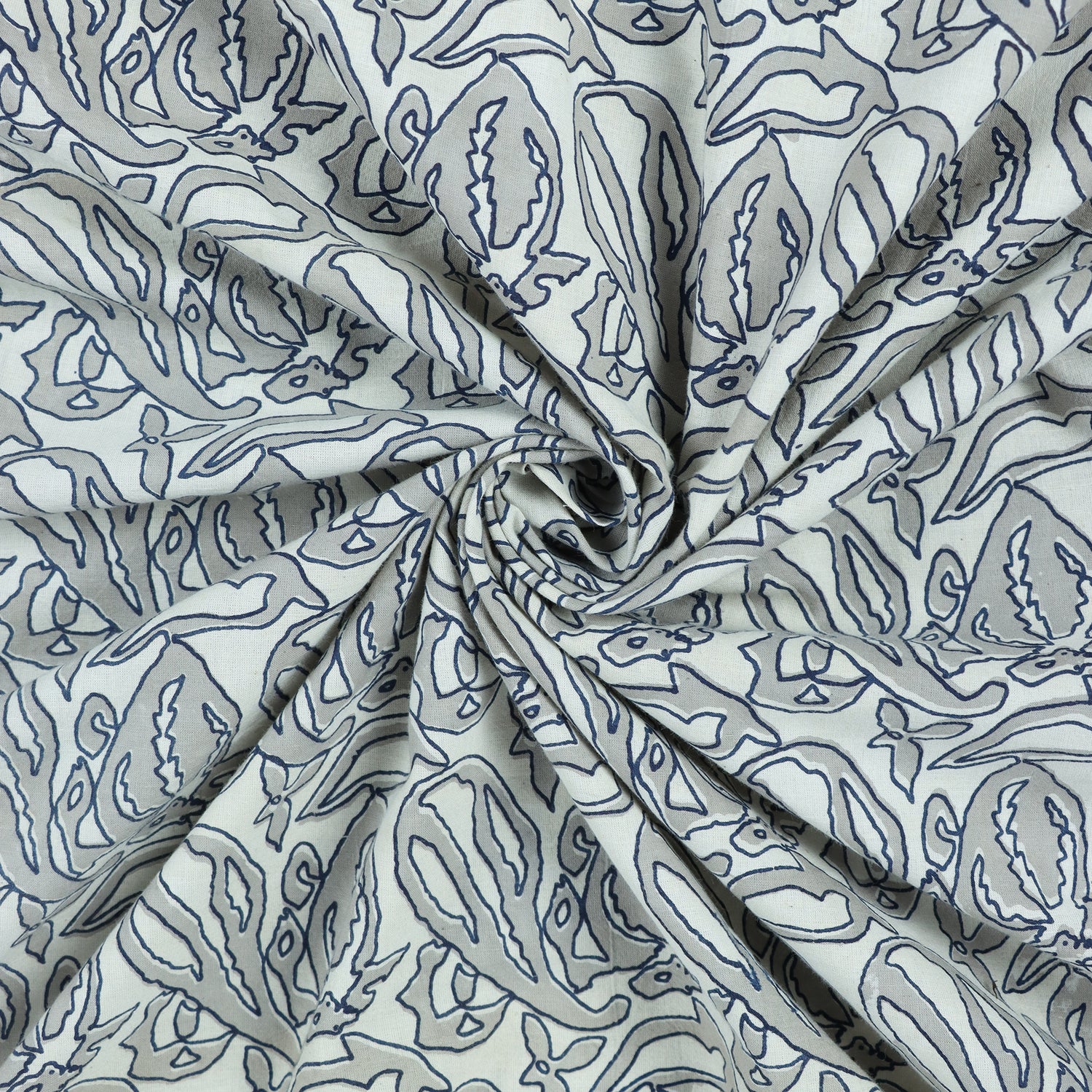 Gray Kashish Hand Block Print Fabric