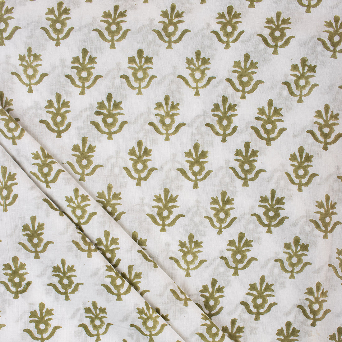 Green Booti Block Print Fabric