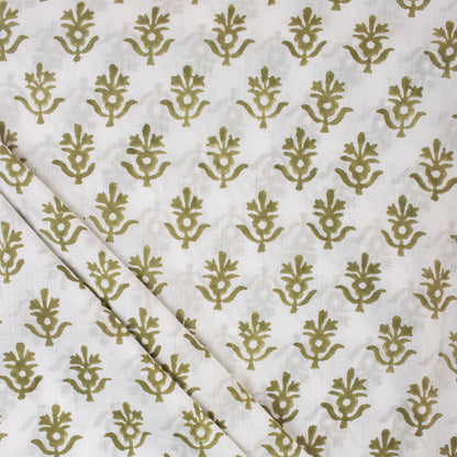 Green Booti Block Print Fabric
