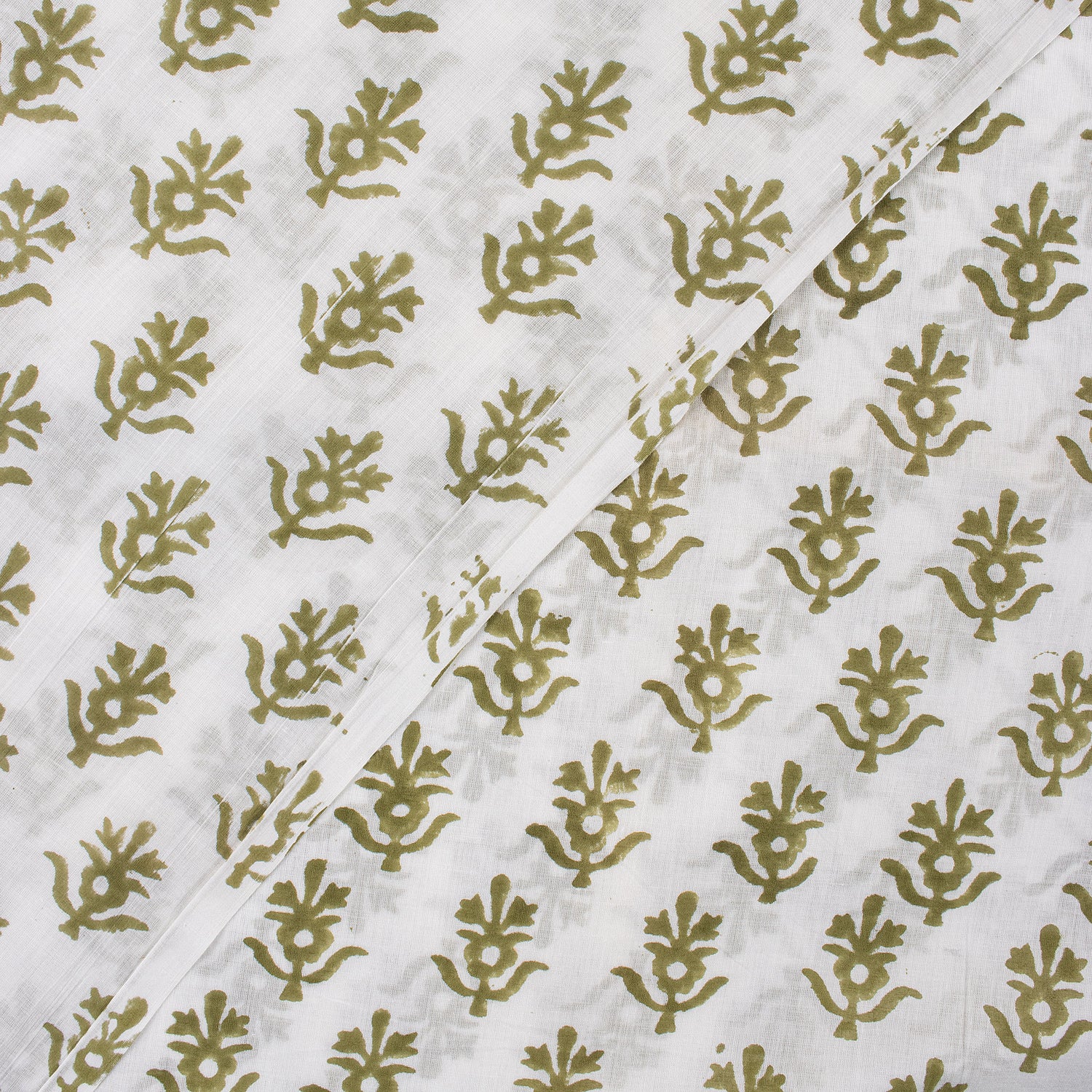 Green Booti Block Print Fabric